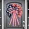 2PCS 4th of July Decorations, Red White Blue Wreath Decor for Front Door, Stripe Stars Tree Topper Patriotic Bows, for Independence Day, Memorial Day, Indoor/Outdoor Home Holiday Party.